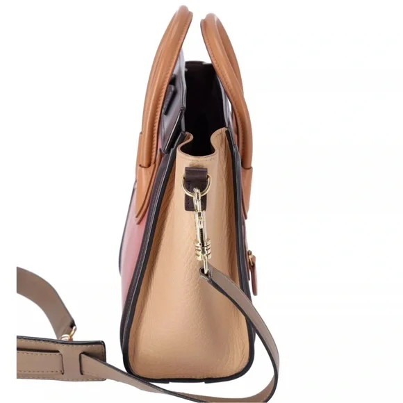 CELINE Luggage Nano Shopper Tote Handbag Pink Beige  Light Brown Colorblock - Picture 9 of 14